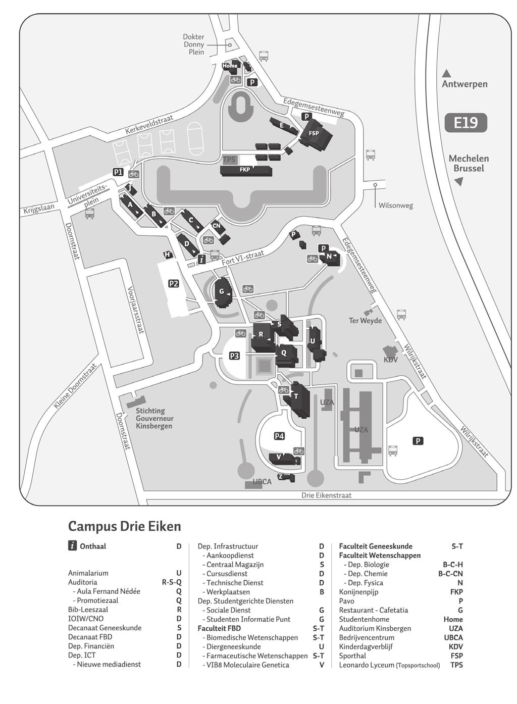 50 Plattegrond van de campussen Hoofdadres campus