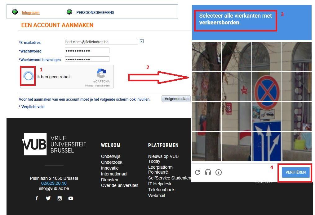 Na het uitvoeren en de verificatie van de Captcha-opdracht, zou je bij de volgende stap het scherm hieronder moeten krijgen.