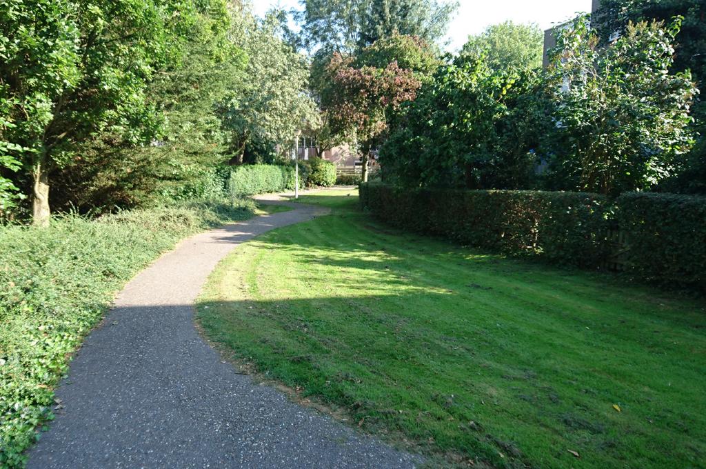 Centerparcs om de hoek Dit paadje staat in verbinding met de drukke langzaam-verkeer route van de wijk, maar er heerst een ontspannen sfeer.