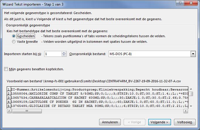 In Excel 2013 staat csv al geselecteerd.