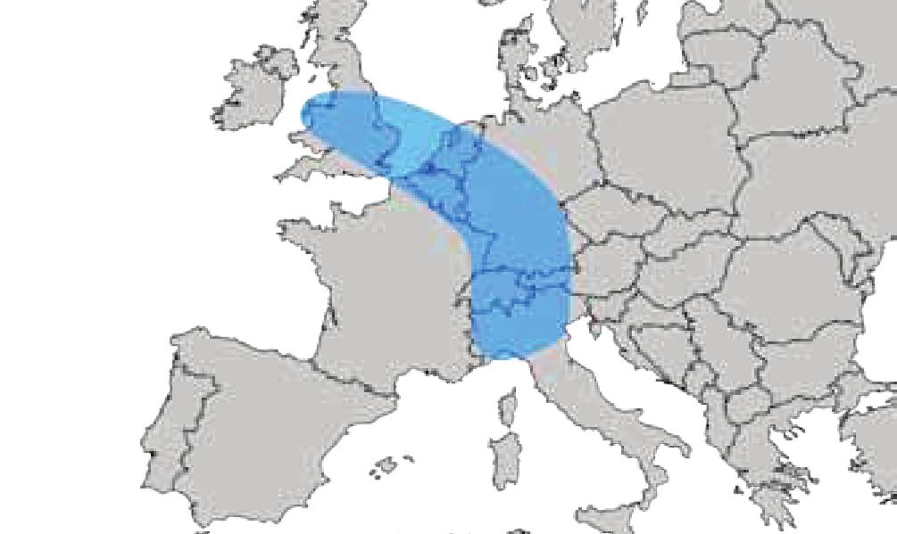 Europese Blauwe banaan - - Regio van verbinding bieden ruimte voor groei van een divers