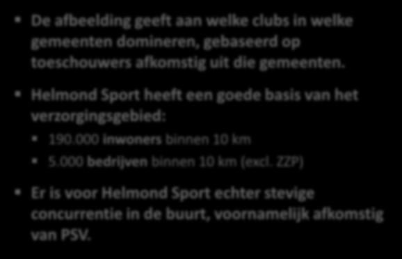 3c1. Huidige situatie Helmond Sport Verzorgingsgebied De afbeelding geeft aan welke clubs in welke