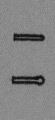 26 Knoopsgaten Automatisch afgerond knoopsgat en oogknoopsgat Beide knoopsgatkordons worden in dezelfde richting genaaid. Knoopsgatlengte = knoopsgatopening in mm.