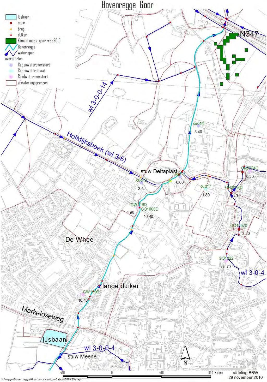 2.2 Regge in Goor: beschrijving hydraulische situatie Ten behoeve van de toekomstige herinrichting van de Boven Regge in Goor zijn diverse oppervlaktewatermodelberekeningen uitgevoerd.