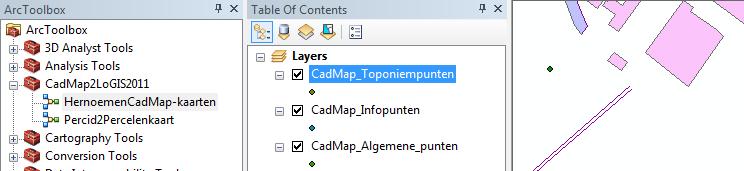 Daar zijn de bewerkte CadMap kaartlagen ingeladen.