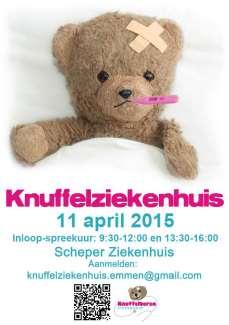 Beste ouder/verzorger van kinderen in groep 1 t/m 4, Zaterdag 11 april is het zover, het Knuffelziekenhuis in het Scheperziekenhuis te Emmen.