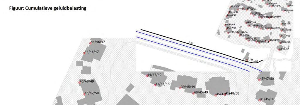 Bijlage 1 Cluster Roodwilligen VARIANT 1: 3 meter hoge schermen (conform DMC) Tabel 1: cumulatieve geluidbelasting in Lden, op