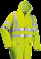 lr60552 Materiaal 90T Polyester/PVC, 90 g/m 2 2 S 4XL 05 Fluor Oranje 5 Fluor Geel Hi-Vis Regenjas en Regenbroek. Met reflectie.