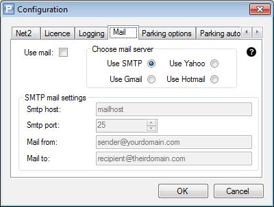 Mail Fig. 7 Op de vierde tab kan de functionaliteit met betrekking tot het versturen van foutrapportages per mail worden geconfigureerd.