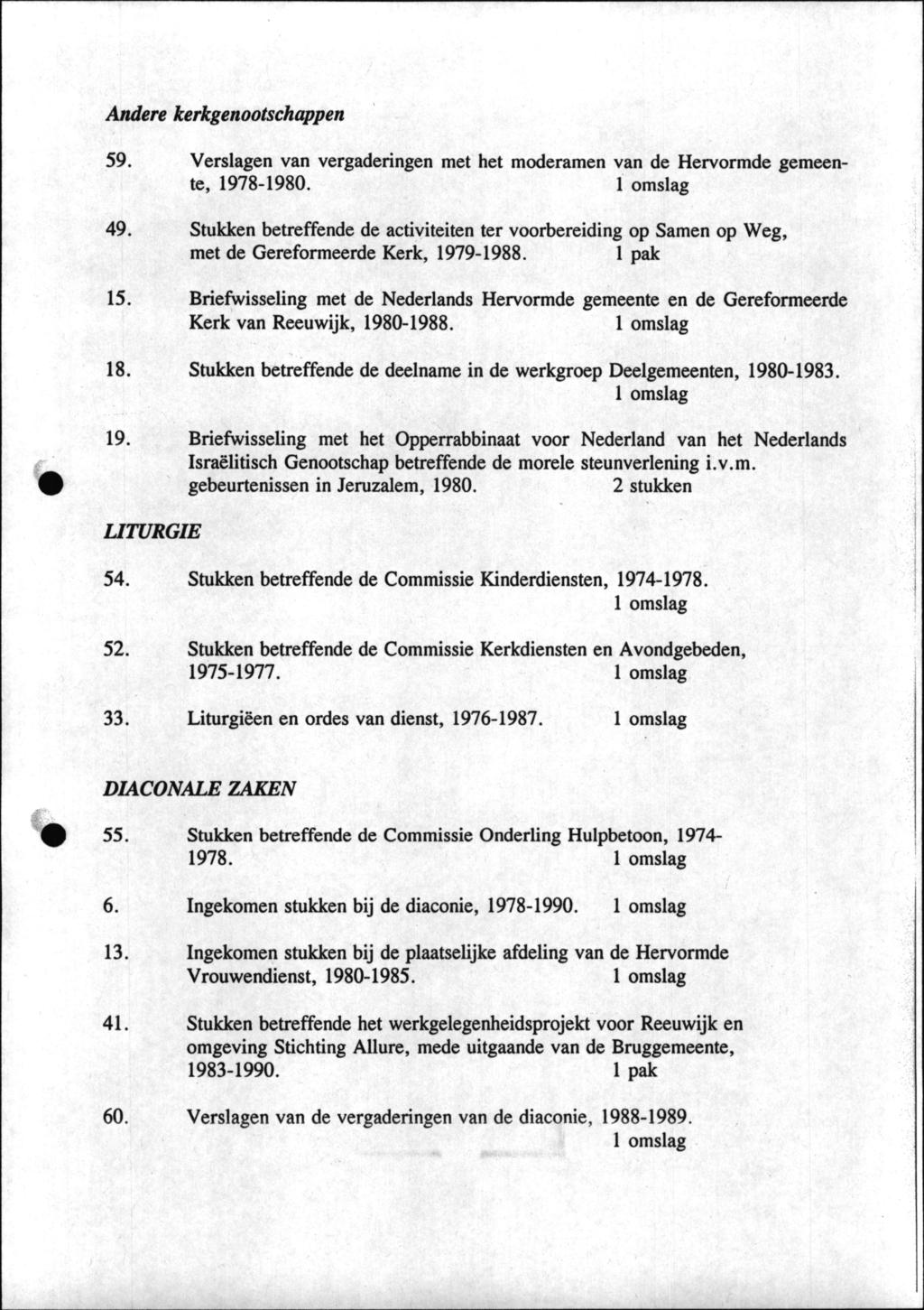 Andere kerkgenootschappen 59. Verslagen van vergaderingen met het moderamen van de Hervormde gemeente, 1978-1980. 49.