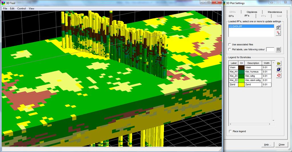 Figuur 2.4 Voorbeeld van de 3D-visualisatie van boringen en GeoTOP binnen imod. 2.3 Kennis Er is kennis van en inzicht in de systematiek van de opbouw van de ondergrond nodig om de gebruikte data te analyseren (zie verder Hoofdstuk 4).