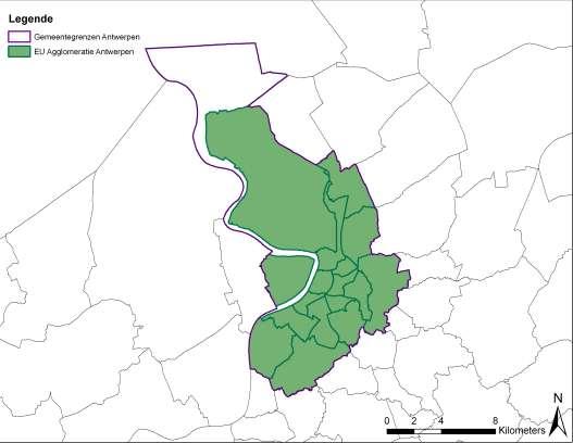 1. Beschrijving van de agglomeratie Antwerpen 1.1. Afbakening Volgens de Europese richtlijn Omgevingslawaai (2002/49/EG) moeten in een eerste fase geluidsbelastingskaarten en een actieplan worden ontwikkeld voor alle agglomeraties met meer dan 250.