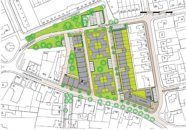 Figuur 1: Het plangebied rood omcirkelt 3.2 Verkeer en parkeren De wegen binnen het plan worden 30 km/uur wegen.