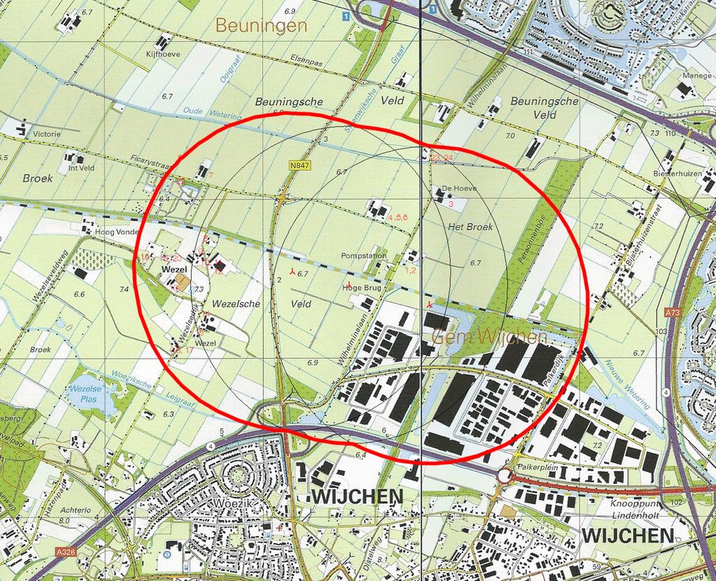 omwonenden zijn bewoners van de woningen binnen een straal van 1 km van het geplande windpark. Voor windpark Bijsterhuizen betreft dit woningen in zowel gemeente Wijchen als gemeente Beuningen.