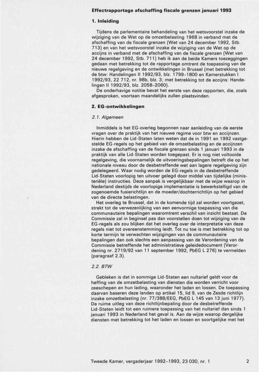 Effectrapportage afschaffing fiscale grenzen januari 1993 1.