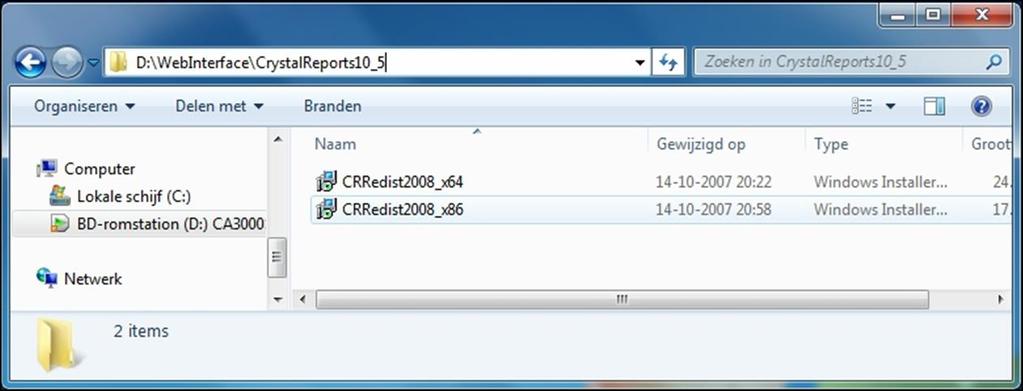 versie de x86 Crystal reports te installeren.