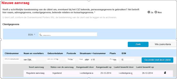 Klik op achter de conceptaanvraag als u verder wilt gaan met deze bestaande conceptaanvraag.