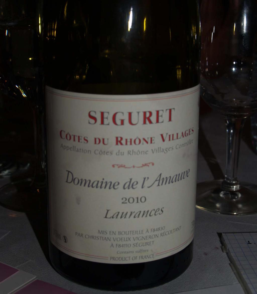 Domaine de l Amauve, Séguret 2010, Laurances( 9,5)(14,5 alc.) 6 Laurances, is de naam van het gehucht. L Amauve omvat 23 percelen wijngaard.