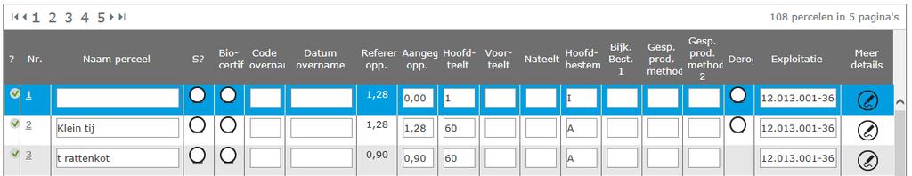 eva2015: percelen behandelen per perceel Meerdere exploitaties: Bovenaan tabel per