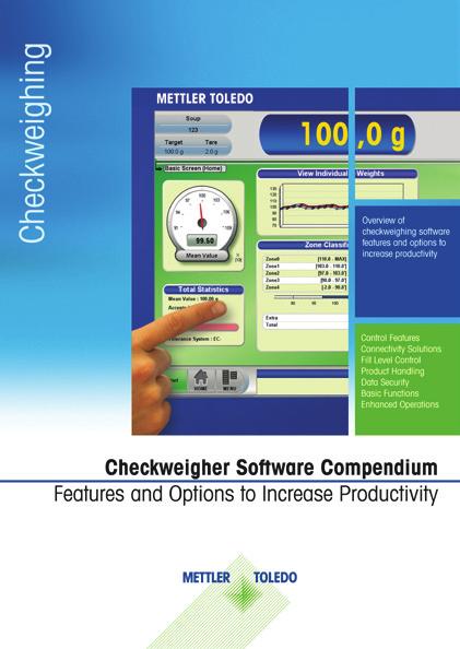 10 Meer informatie Compendium voor controlewegersoftware Het Checkweigher Software Compendium beschrijft softwarefuncties en -opties voor een eenvoudige navigatie en voor optimalisatie van
