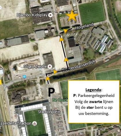 3. Locatie, routebeschrijving en plattegronden 3.1 Locatie Landstede Sportcentrum Hogeland 10 8024 AZ Zwolle Julia Nijboer (0629456712). 3.2 Routebeschrijving Openbaar Vervoer Vanaf het centraal station in Zwolle rijden er diverse lijnen ( 8,3,29,40) richting het Landstede Sportcentrum.