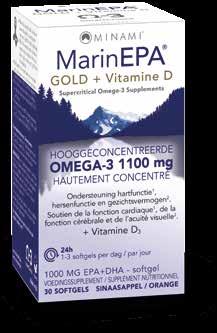 MarinEPA GOLD + Vit D: liefst 1 gram EPA + DHA per capsule: 1 caps/dag draagt bij tot de normale werking van het hart 2 caps/dag dragen bij tot een normale triglyceriden bloedspiegel, het behoud van