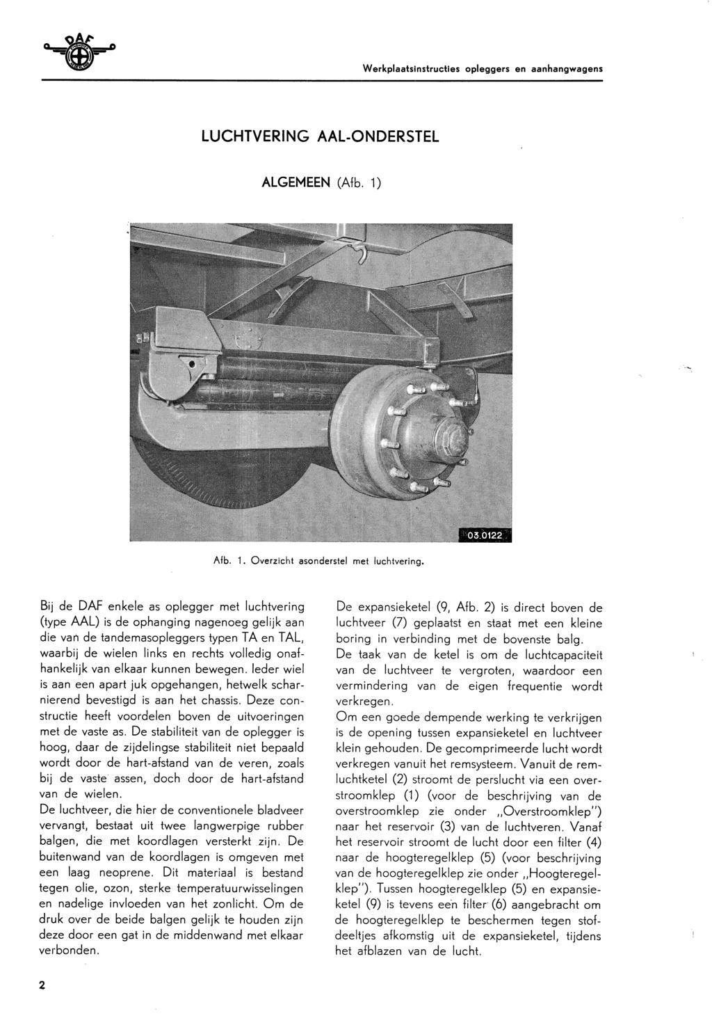 ^ lt^-- o-rs-o \rlf' -tf llt f,rt -7 Werkplaatsinstructies opleggers en aanhangwagens LUCHTVERNG AAL.ONDERSTEL ALGEMEEN (Afb 1) Afb. 1. Overzicht asonderstel met luchtvering.