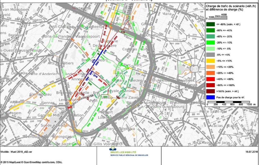 maximumcapaciteit van de wegsegmenten.