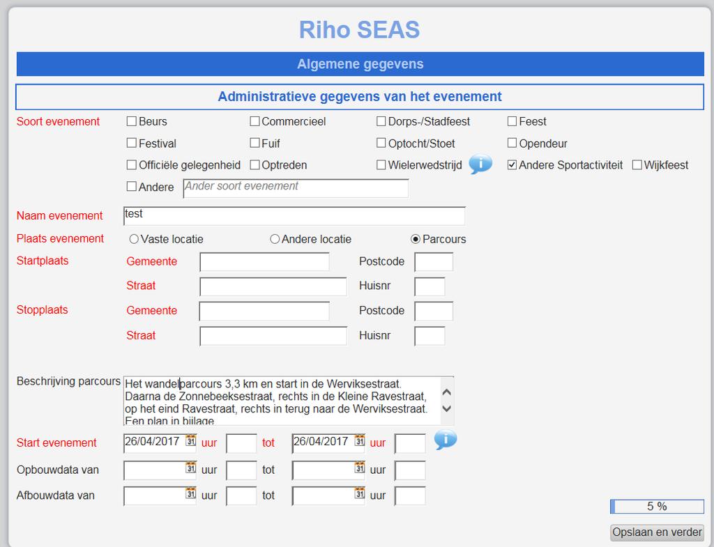 3) Open RIHO-SEAS (meldingsformulier evenementen) Ga naar de link op onze website ( www.moorslede.be) of ga rechtstreeks naar de applicatie RIHO-SEAS via volgende link: https://vcs01.politiezoneriho.
