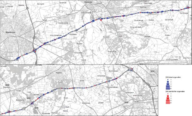 Figuur 2-1: Totaal aantal ongevallen en slachtoffer ongevallen op de A1 tussen 2011 en 2015 In bijlage 6 van de Structuurvisie Infrastructuur en Ruimte wordt verkeersveiligheid op de weg als