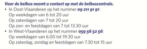5 MET DE BELBUS Je kan ook de belbus gebruiken in dorpen waar de gewone bus niet langskomt. Alle inwoners in Oost- Vlaanderen kregen, in hun brievenbus, via De Lijn, nieuwe info over die belbus.