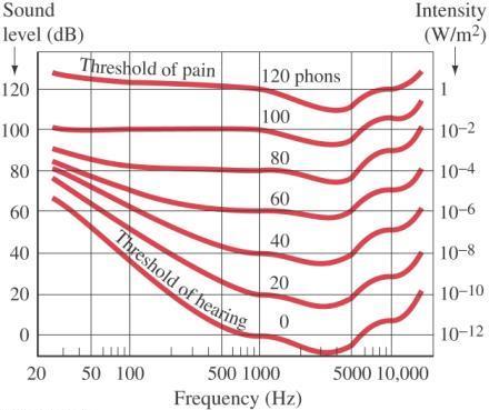 Geluid Intensiteit van het geluid Decibel (sensatie) dβ: di I (wet van Fechner) β = 10 log( I I 0 ) [db] Isophonkrommen (leer werken met die krommen!