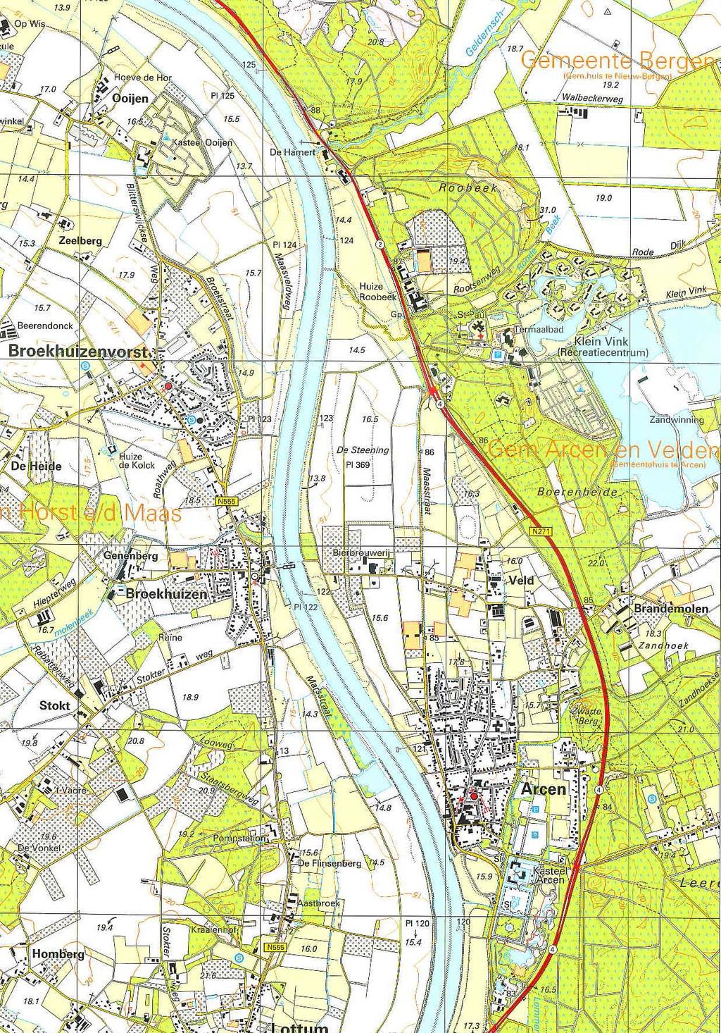 Bron: Topografische Atlas, Limburg, Uitgave ANWB, 2005, kaartblad 19 Topografische overzichtskaart