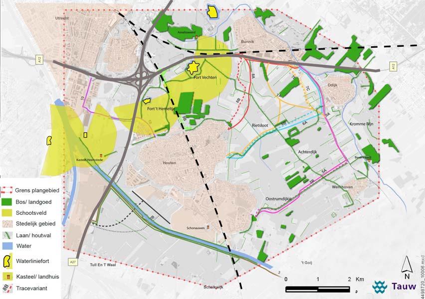 Vanuit landschappelijk oogpunt geldt dit ook, zij het dat de varianten die bestaande infrastructuur of bestaande landschappelijke lijnen volgen beter scoren.