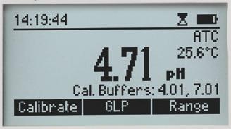 De aftelklok toont de resterende tijd tot een meting. ph meten De HI833xx-serie biedt de mogelijkheid om een digitale ph-elektrode aan te sluiten.