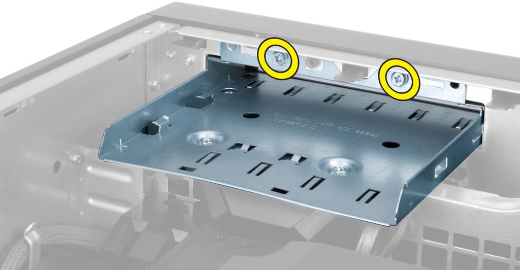 4. Verwijder de ventilator van de warmteafleider uit de warmteafleider. De ventilator van de warmteafleider plaatsen 1. Schuif de ventilator van de warmteafleider in de warmteafleidereenheid. 2.