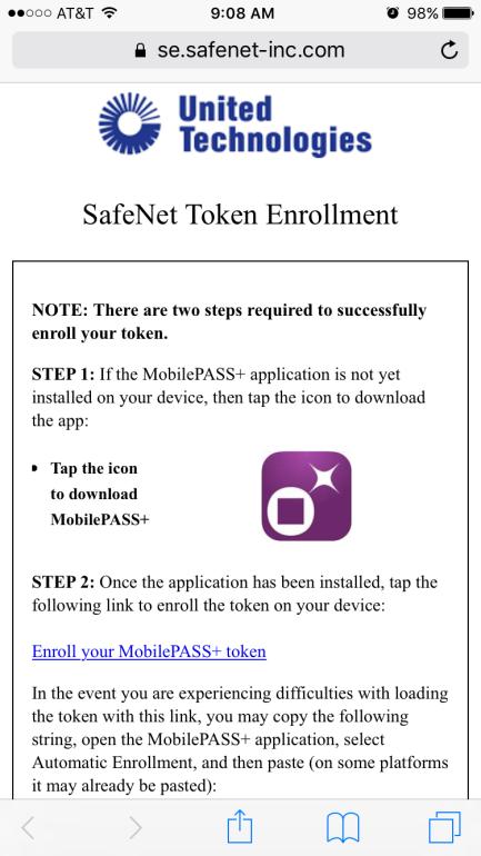 Tik op de koppeling om naar de SafeNetwebpagina voor registratie te gaan. Stap 2: SafeNet-webpagina voor tokenregistratie a.