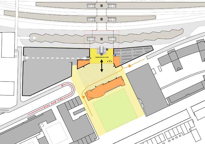 Spoorzone zwolle ontwerp van de Ov-knoop De ontwerpopgave voor de zuidelijke Stationsentree De hal staat loodrecht op de reizigerstunnel en staat daardoor iets gedraaid ten opzichte van de Hanzelaan.