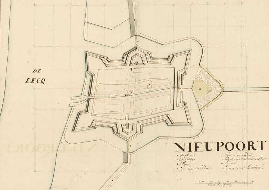 Nieuwpoort historische kaart Nieuwpoort verdedigde vanaf 1673 samen met Schoonhoven de rivier de Lek: Schoonhoven aan de noordkant, Nieuwpoort aan de zuidkant.