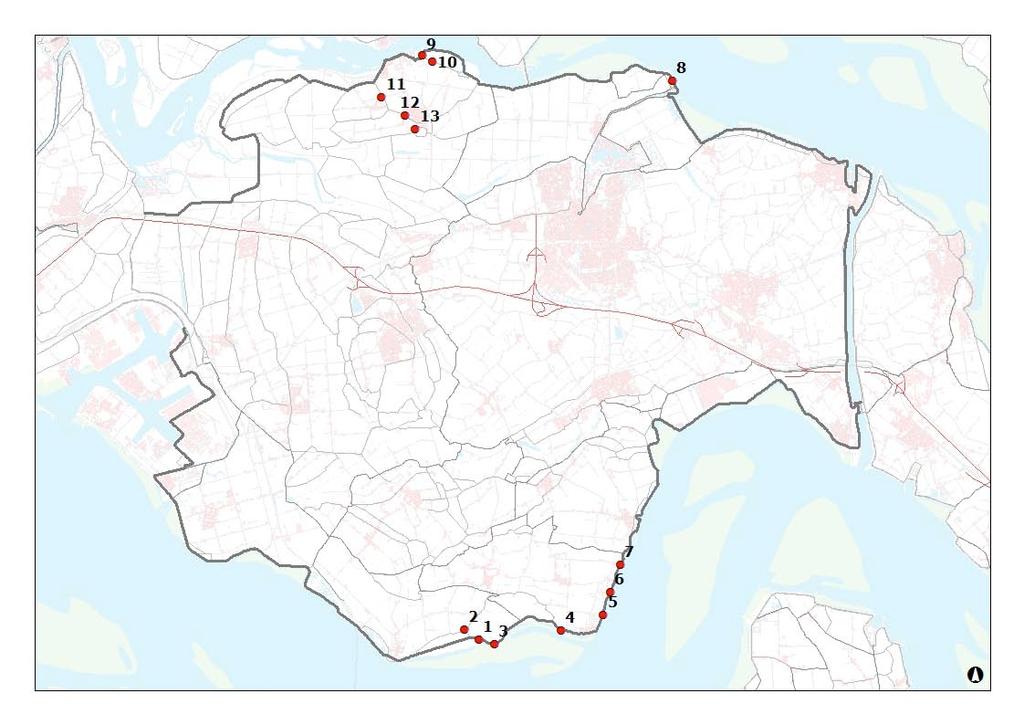 Figuur 18: Doorbraaklocaties 1953 2.4 Recente geschiedenis: versterkingen 2.4.1 Deltawerken Naar aanleiding van de watersnoodramp in 1953 werd in de jaren 50 van de vorige eeuw gestart met de uitvoering van de Deltawerken.