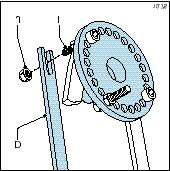 Monteer de compleet voorgeassembleerde minimaspoel (fig. 10.74A): Houd de minima-spoel met de minuterie (fig. 10.74D) naar de voorzijde. Schuif de uittriplat door de uitsparing (fig. 10.74E) in de steunplaat.