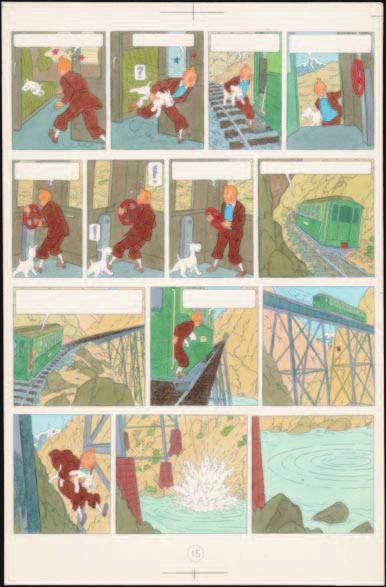 De trein als middelpunt van de actie Wanneer een treinkonvooi het middelpunt van de actie wordt, door Hergé kwistig overgoten met speciale effecten, dan kan je van een totaalspektakel spreken.