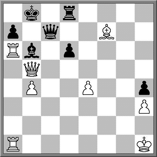 En met nog een paar minuten op de klok wordt het remise na 29 zetten. Maar wat nu als wit hier besluit tot een stukoffer: 13. Lxg5!?!? Er kan volgen 13. --, fxg5 14. f6, Lf8 15. Pxg5 en dan: A: 15.