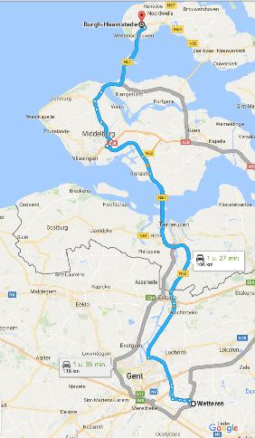 Burgh-Haamstede : - ligt op anderhalf uur rijden van Wetteren, via de westerscheldetunnel (5 tol, opgelet : strenge trajectcontrole!) en de oosterscheldekering.