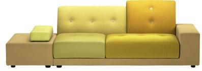 De vorm van de corpus is wat beide sofa s van elkaar onderscheidt: aan de ene zijde van de