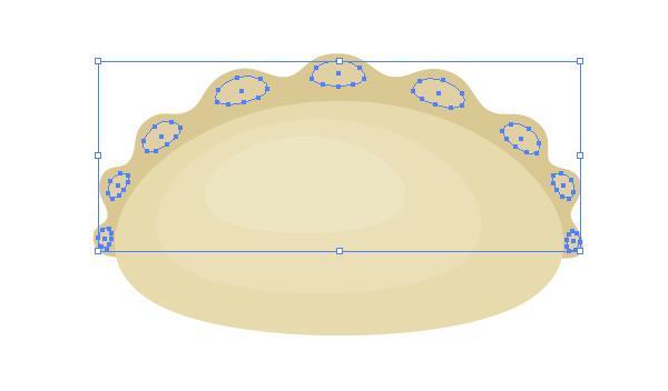 Stap 4 uitvouwen deze shape. Maak een kopie van de belangrijkste varenyk vorm door te kopiërenplakken. De standaardopvulkleur R = 224 G = 208 B = 163 en het kleiner maken.