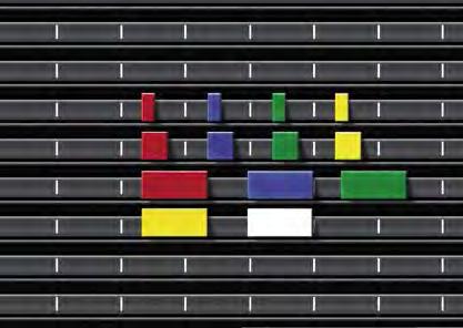 Accessoires voor strokenplanner Kunststof symbolen n Kunststof symbolen, samengesteld uit 5 kleuren: rood, blauw, groen, geel, wit n Set van 100 symboolen n Hoogte van een symbool: 10 mm