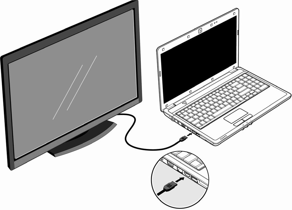 Sluit de signaalstekker van een externe monitor aan op de VGA poort van de computer (16).