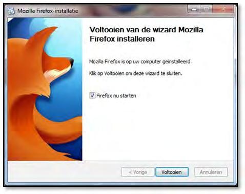 Firefox zal zich vervolgens zelf