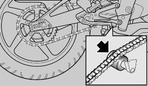 Check the chain tightener roller for wear. Finally, check the fork protection pad for wear. EEN Officiële aprilia Dealer, DIE ZAL ZORGEN VOOR DE VERVANGING.